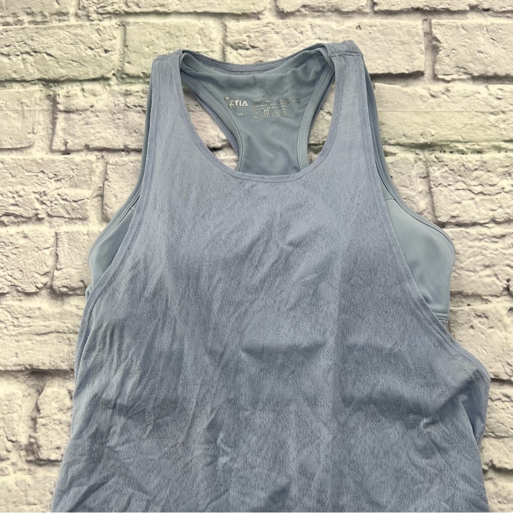 ZYIA Active Women's Light Blue Tank Top Size Small Built in Padded Sports Bra - Picture 3 of 11